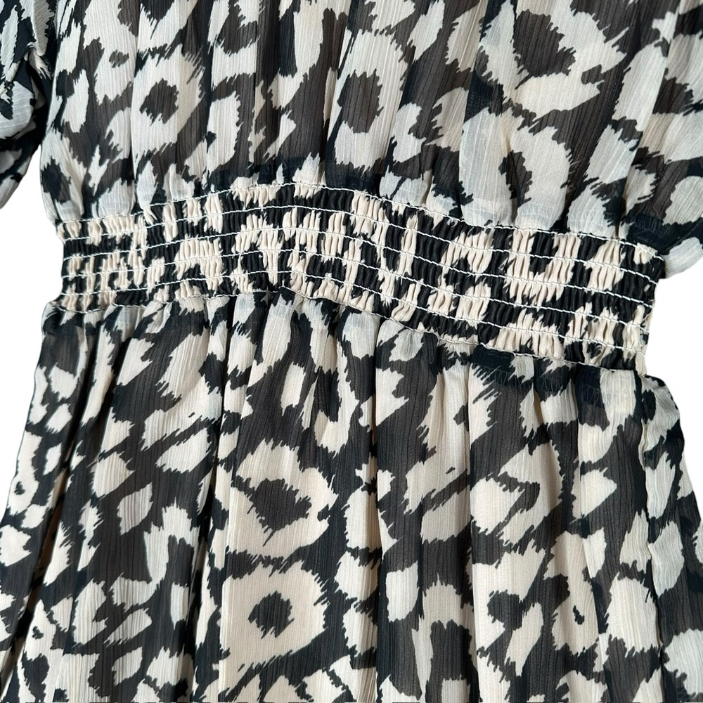 Express Women’s S Small Leopard Print Dress Cocktail Office Career Stretch Waist - Picture 12 of 16